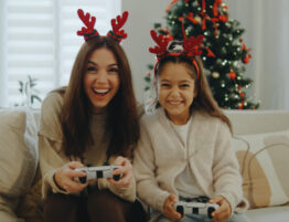 Kid spending time with parent during holiday.