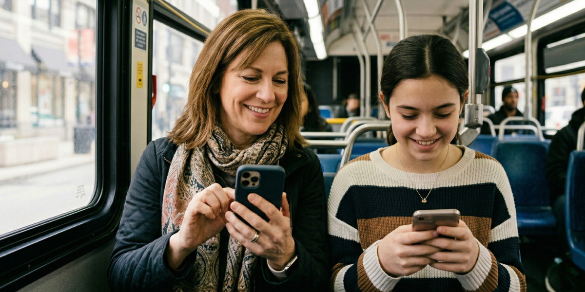 Parent messaging their child.