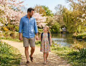 Parent on spring break with child.
