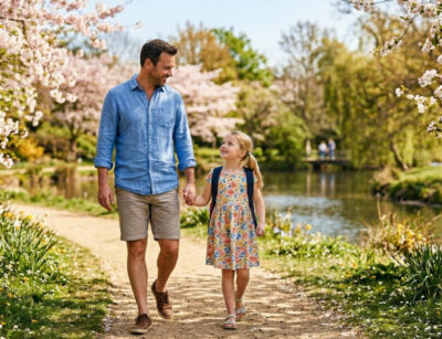 Parent on spring break with child.